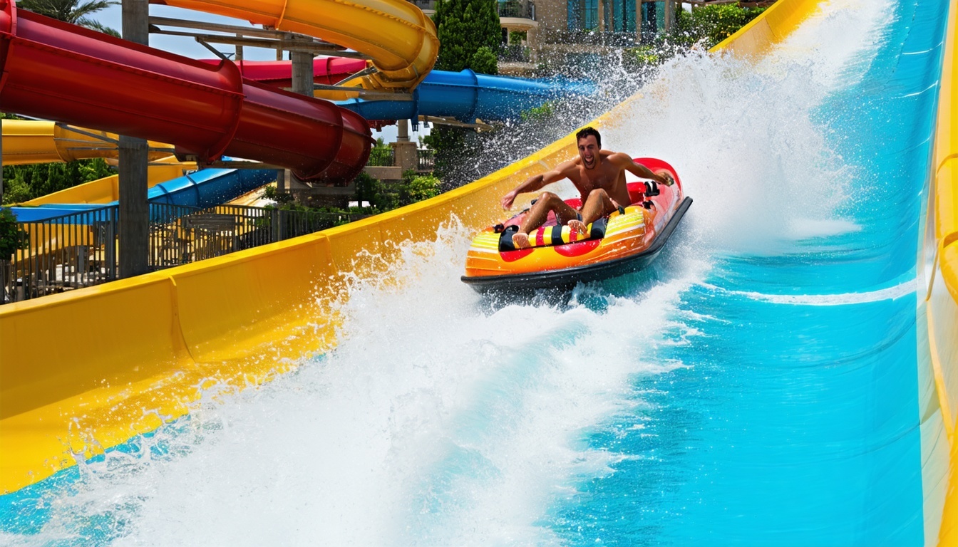 Thrilling water slide ride at a Dubai water park