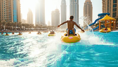 Families enjoying water attractions in Dubai under the sun