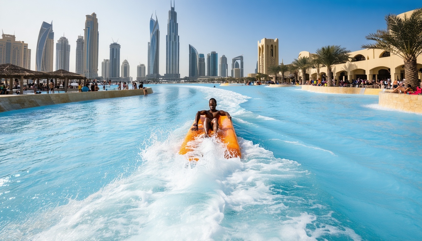 Relaxing wave pool in Dubai